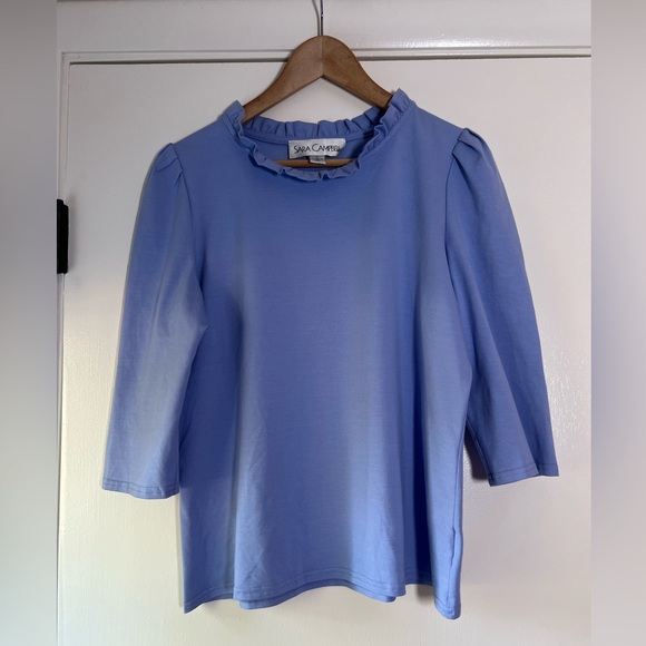 Sara Campbell Tops - Sara Campbell Ruffle Neck Short Sleeve Blouse Top Periwinkle Lavender Size Large